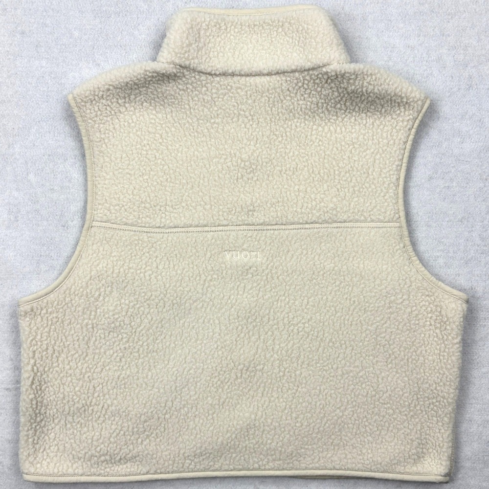 Vuori Sherpa Fleece Vest Womens XS Cream Off White Full Zip Outdoor Cozy Gilet - Picture 5 of 11